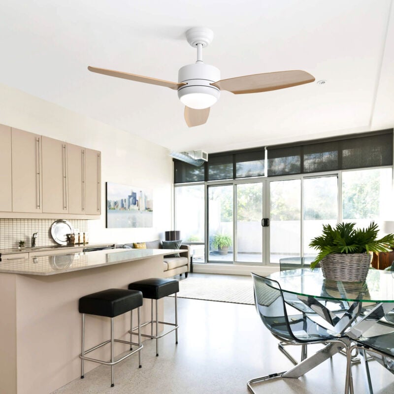 46-Zoll-Deckenventilator mit Licht, 3 ABS-Flügel, 6-Gang-Gleichstrommotor, Timerfunktion, Fernbedienung, Deckenventilator für Schlafzimmer und