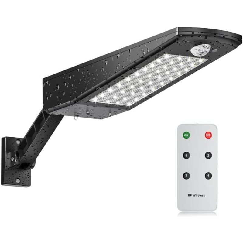 48 LED Solarleuchte Outdoor 3000lm, IP65 wasserdichtes Outdoor Solar Flutlicht, mit verstellbarer Halterung und Fernbedienung, 180° Bewegungssensor
