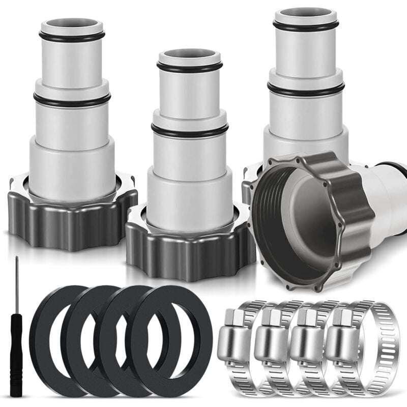 4er-Pack A-Pool-Adapter für Intex-Pools, 32–38 mm A-Pool-Schlauchadapter, Pumpenanschluss-Set, Schlauchadapter, Schlauchadapter, Pool-Schlauchadapter