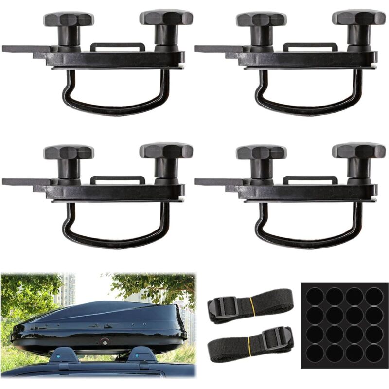 4er-Pack Dachbox-Montagehalterungen, U-förmige Wandhalterung, universelles Dachbox-Montageset – mit 8 robusten Kontermuttern und 2 Bandagen