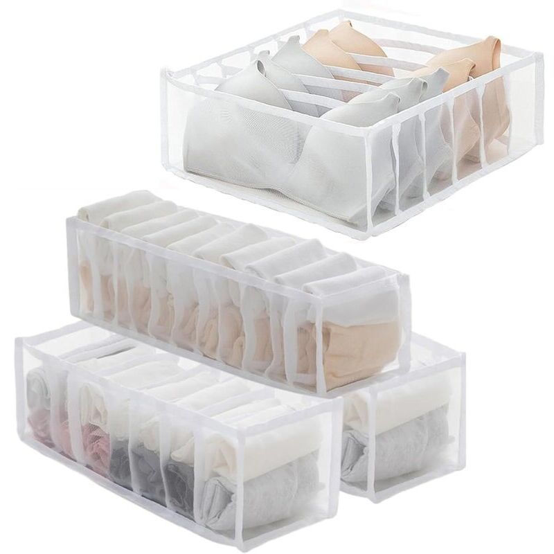 4er-Pack faltbarer Unterwäsche-Organizer – Schubladen-Organizer – Schrank-Organizer – Aufbewahrungsboxen für Unterwäsche, Socken, Krawatten, Gürtel