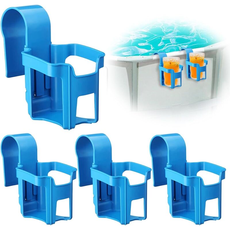 4er-Pack Getränkehalter aus Kunststoff für Pools, Mehrzweck-Zubehör, geeignet für die meisten Pools (blau)
