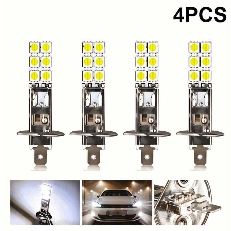 4er-Pack H1 12V 6000K weiße 55W LED-Lampen für Nebelscheinwerfer und Fernlicht, praktisch in Deutschland