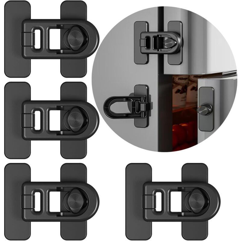 4er-Pack Kindersicherung für Kühlschranktüren, für Kühlschränke, Gefrierschränke und Schränke, mit 3M-Klebeband - Kein Werkzeug oder Bohren