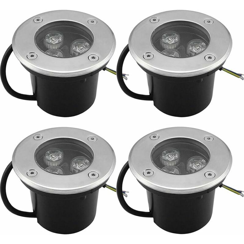 4er-Pack LED-Einbaustrahler für den Außenbereich, 3 W, IP65, runde LED-Einbaustrahler für Terrasse, Garten, Wege, Hof und Garage, warmweiß