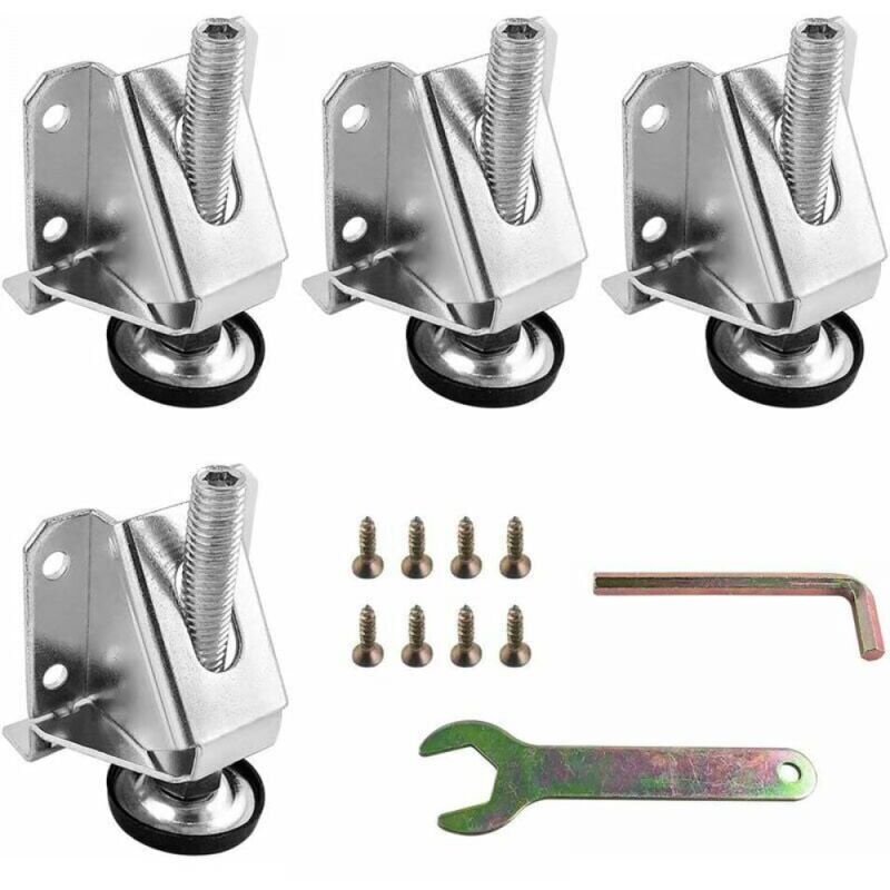 4er-Pack M10-Nivellierfüße, Hochleistungs-Nivellierfüße aus Stahl mit Kontermuttern, verstellbare Möbelbeine M10 für Tische, Schränke, Regale, Möbel