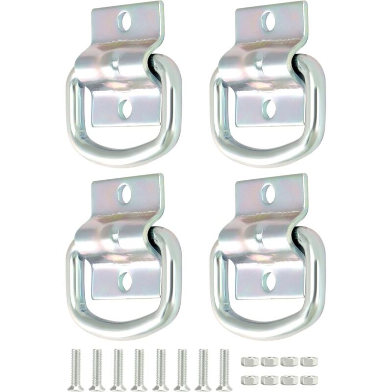 4er-Pack robuste D-Ringe – verzinkter Stahl – für Anhänger, LKW, Boote, Kajak-Befestigung