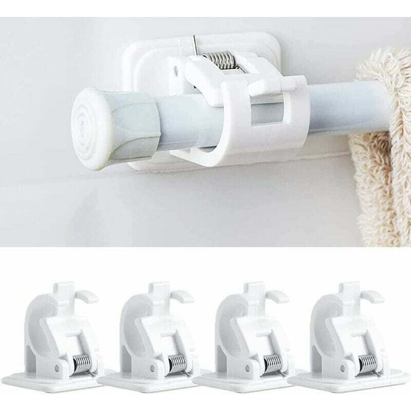 4er-Pack selbstklebende Gardinenstangenhaken ohne Bohren, Gardinenstange zum Aufkleben, Gardinenstangenhalter ohne Bohren, Gardinen- oder