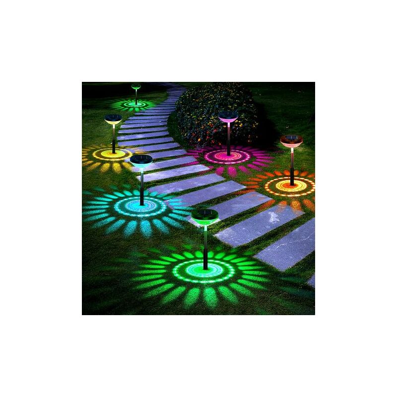 4er-Pack Solarbetriebene Wegeleuchten, Farbwechsel/Warmweiße LED-Solar-Außenleuchten, IP67 Wasserdichte Solar-Straßenleuchten, Solar-Gartenleuchten