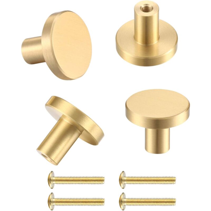 Jusch - 4er-Pack Türknöpfe und -griffe, Einloch-Schranktürgriffe, kleine Zugtürknöpfe mit Schrauben für Schubladen, Schränke, Kleiderschränke, Türen