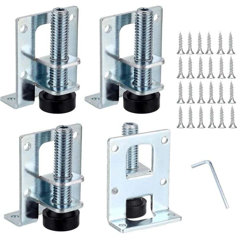 4er-Pack verstellbare Möbel-Nivellierfüße, L-förmige Möbel-Montagehalterungen, Metall-Möbel-Nivellier-Tischbeine für Werkbank, Schrank,