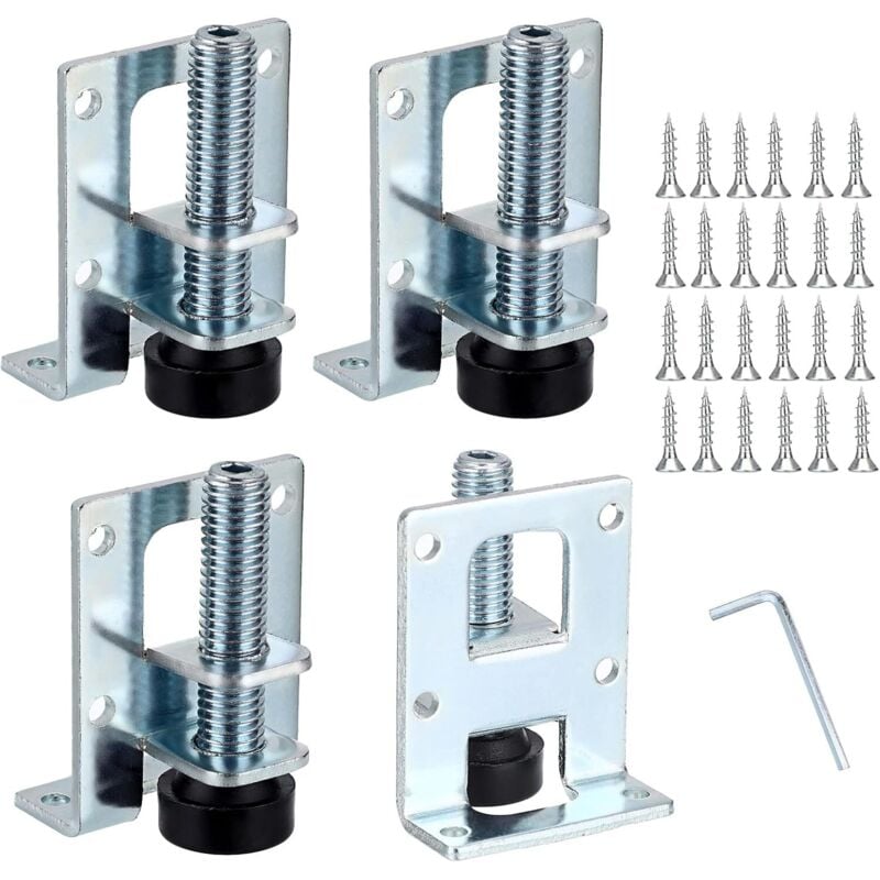 4er-Pack verstellbare Möbel-Nivellierfüße, L-förmige Möbel-Montagehalterungen, Metall-Möbel-Nivellier-Tischbeine für Werkbank, Schrank,