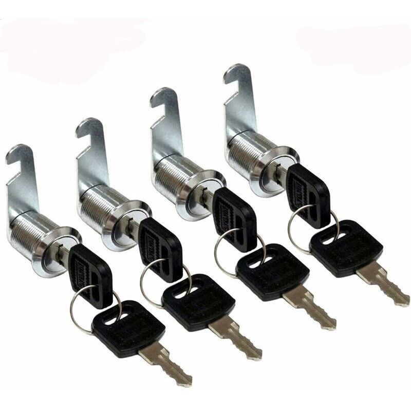 ZVD - 4er-Pack Zylinder-Nockenschlösser, Schranktürschloss - Schranktürschloss, 4er-Pack Zylinder-Nockenschlösser - Silber