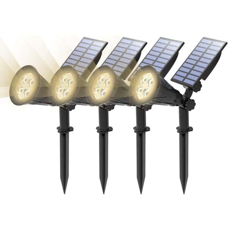 【4er-Pack】T-SUN Solar-Außenstrahler, wasserdichte Solar-Gartenleuchten, LED-Solar-Flutlichter, Solar-Gartenbeleuchtung, Gartendekoration für