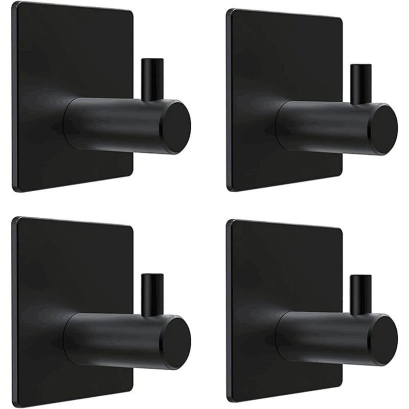 4er-Set 3M-Klebehaken, selbstklebende Edelstahl-Wandhaken, Küchenhandtuchhaken, 3M-Klebehaken, schwarze Haken für Bad und Küche