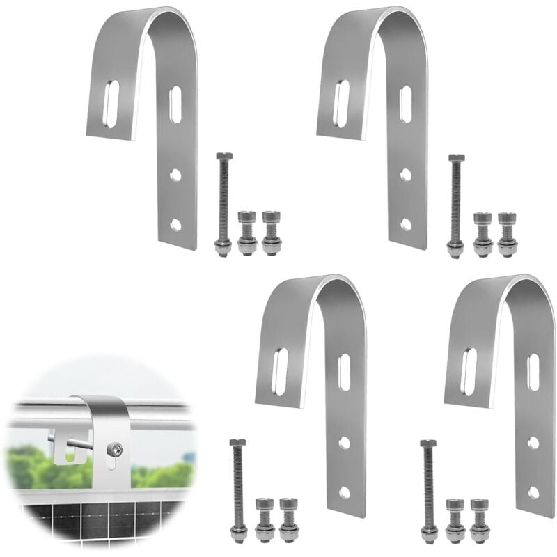 4er Set Balkonkraftwerk Befestigungshaken Balkonkraftwerk Befestigungshaken Universal Befestigungshaken für PV-Module (Edelstahl)