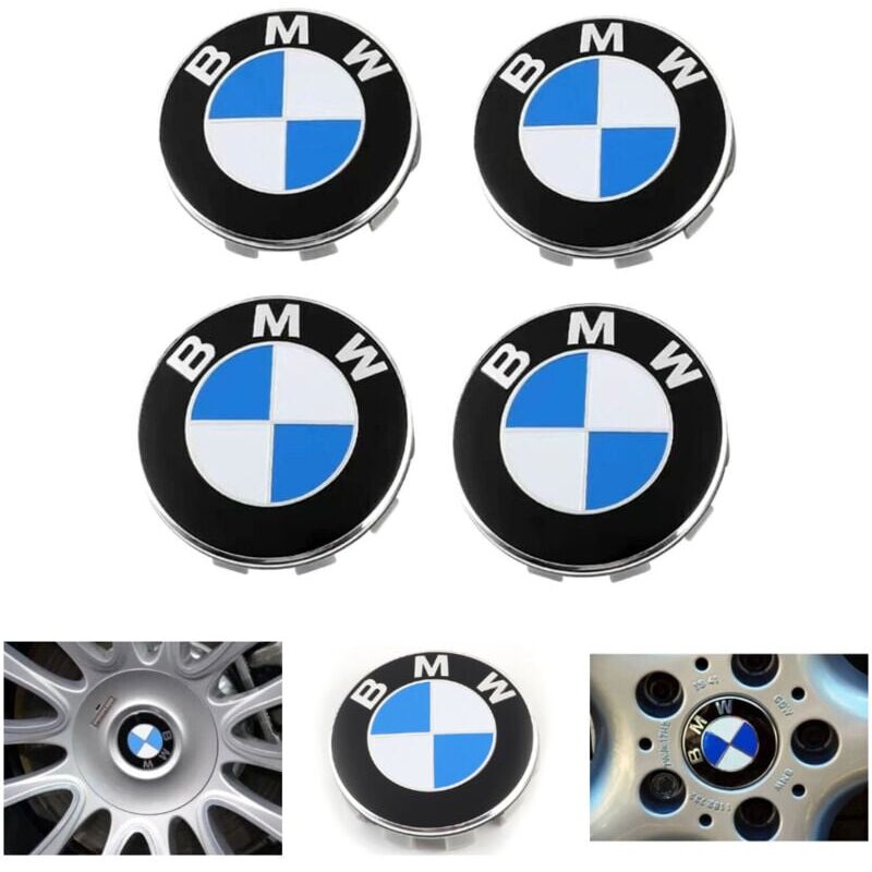 4er-Set blaue Radkappen, kompatibel mit BMW-Radmitte, ABS-Autozubehör – 68 mm