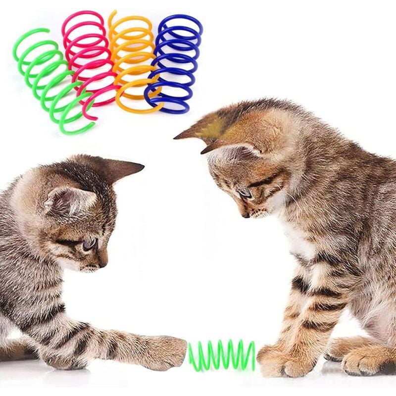 Linghhang - 4er Set buntes Katzenspielzeug mit Frühlingsmotiv, interaktives Katzenspielzeug, flexibles Springspielzeug, Kauspielzeug für Katzen
