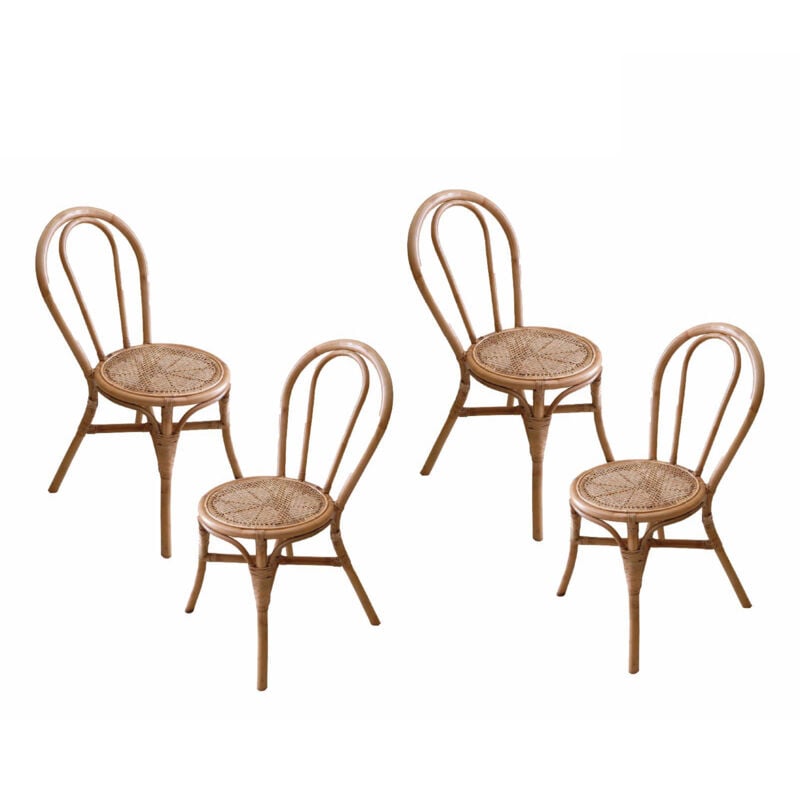 Chillvert - 4er Set Parma Gartenstühle 40x52x90 cm aus widerstandsfähigem Naturrattan Farbe Braun Boho Chic Style