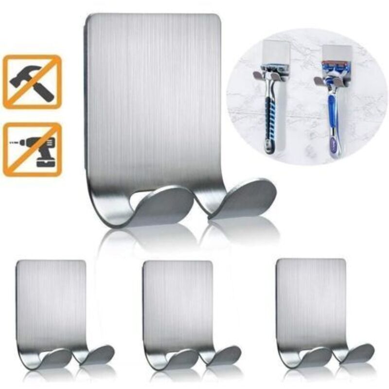 4er-Set Duschhalter für Rasierer, selbstklebende Haken für die Dusche, kein Bohren erforderlich, geeignet für Rasierer, Bürsten, Handtücher und