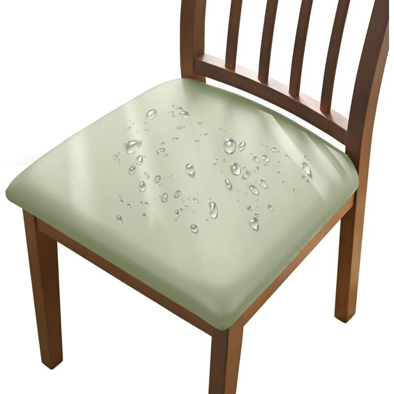 4er-Set hellgrüne Stuhlhussen, 36–48 cm, wasserdichte, abnehmbare Stuhlhussen aus Kunstleder mit Schnallen, geeignet für Esszimmerstühle