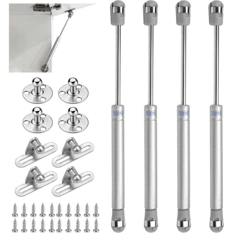 4er Set Küchenschrank-Gasfedern, 120N/12KG Hydraulische Kolbengasfeder, Küchenschrank-Gasfeder, Möbelgasfeder, Gasstoßdämpferfeder,