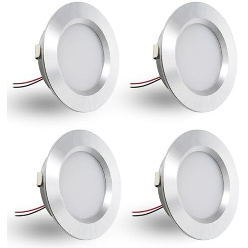 4er Set LED Einbaustrahler 12V 3W, einbaustrahler LED flach Bohrloch 55-58mm und 14mm Flache,Led Spot 12V IP44 Dimmbar Deckenspot,Möbeleinbauleuchte