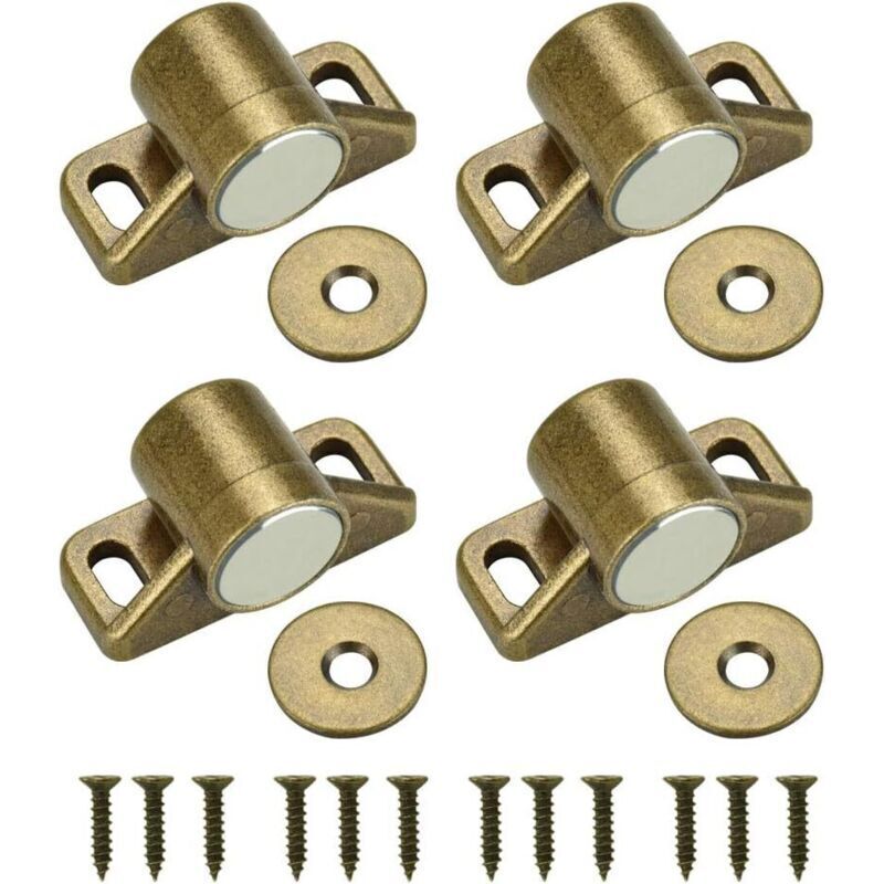4er-Set Magnet-Türverschlüsse für Schränke, inklusive 4 Unterlegscheiben und 12 Schrauben, für Möbel, Kleiderschränke und Schränke