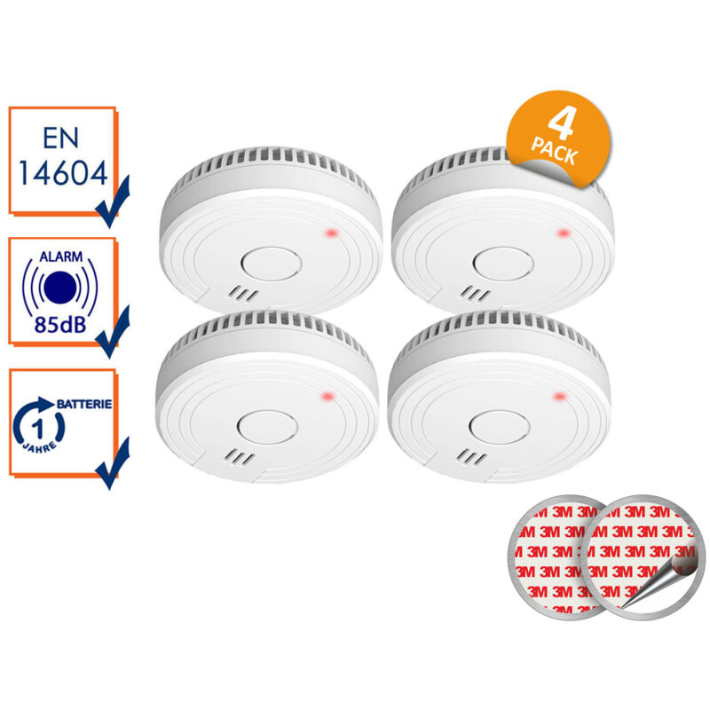 Elro - 4er Set optische Rauchmelder din 14604 mit Magnethalter