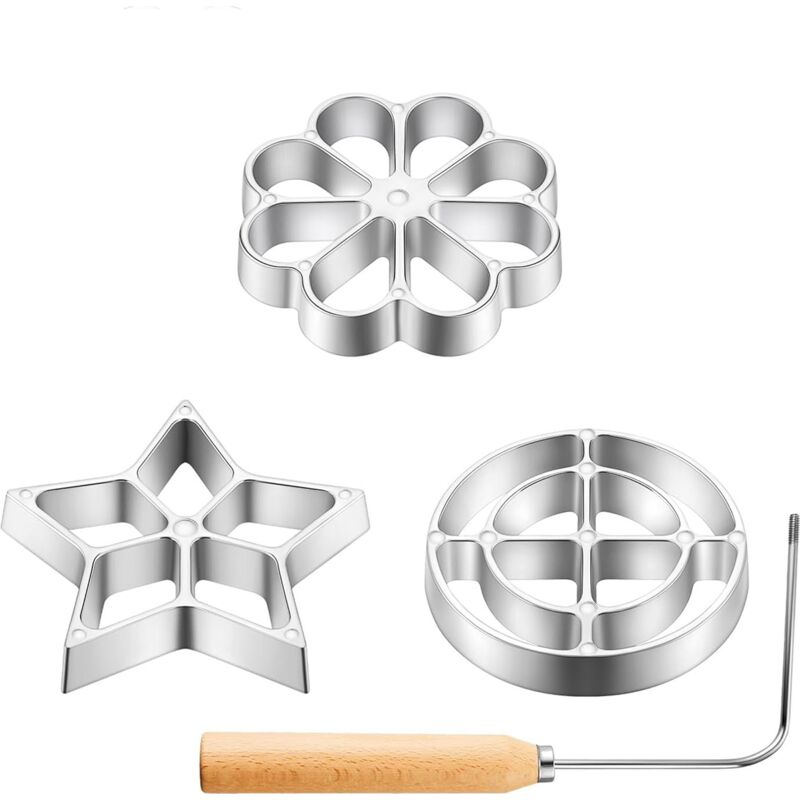 4er-Set Rosettenwaffel-Formen, robustes Waffeleisen für Schmalzgebäck und Rosettenwaffeln