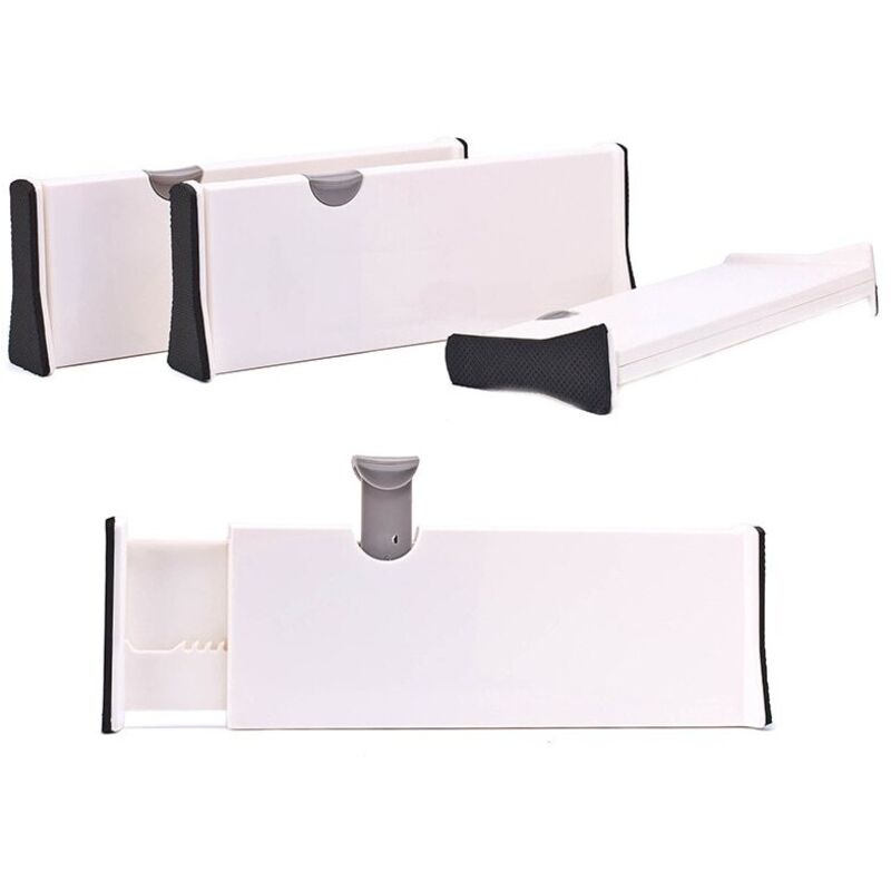 4er-Set Schubladen-Organizer-Teiler, 27,5 x 10 cm, ABS, weiß