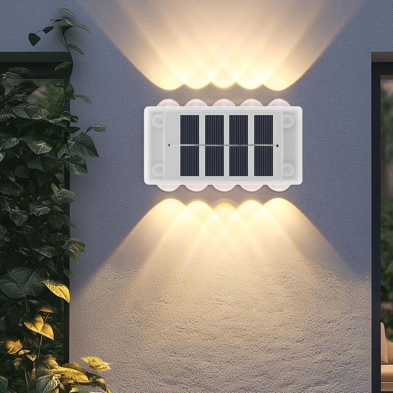 4er Set Solar Gartenleuchten Außen 10 LED Wasserdicht IP65 Zaun Außenwandleuchten Direktbeleuchtung für Garten Hof Zaun Garage Einfahrt Tor Auffahrt