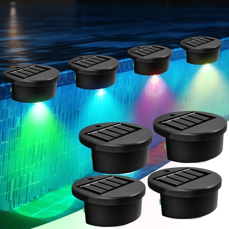4er-Set Solar-Poolleuchten – Solar-Außenleuchten – Wanddekoration für den Außenbereich – Poolbeleuchtung – Solar-Gartenleuchten – Teichbeleuchtung