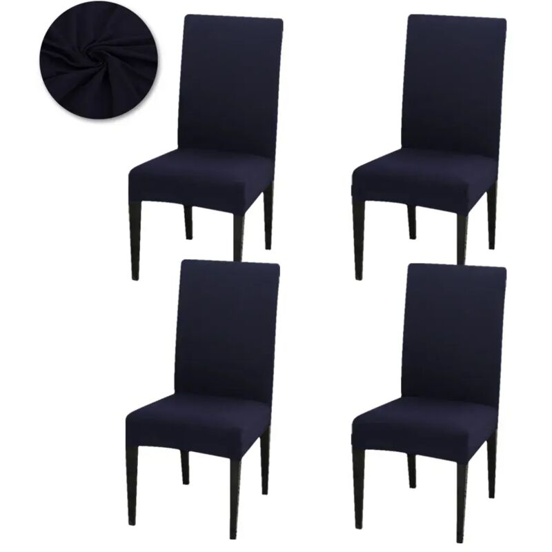 4er-Set Stuhlhussen, Esszimmerstuhlüberzüge, universelle Stretch-Stuhlhussen, Stuhlhussen für Hochzeiten, Hauspartys, Dunkelblau