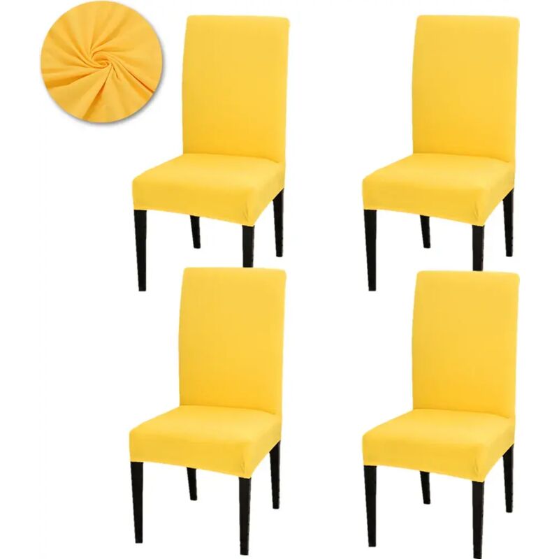 4er-Set Stuhlhussen, Esszimmerstuhlüberzüge, universelle Stretch-Stuhlhussen, Stuhlhussen für Hochzeiten, Hauspartys, Gelb