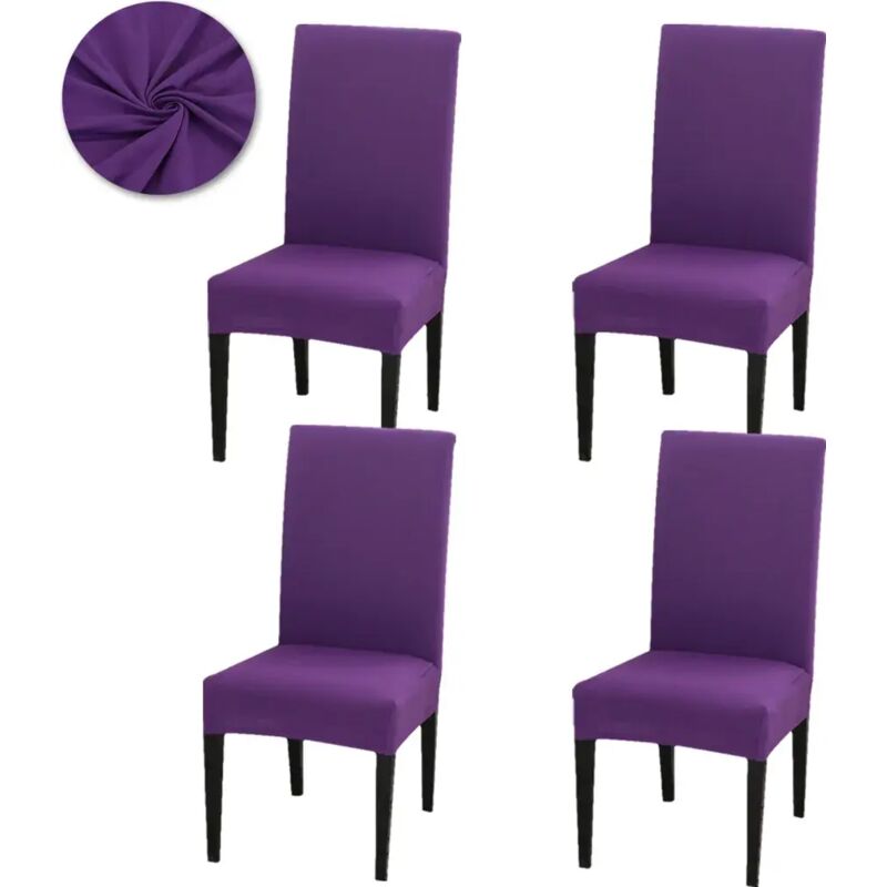 4er-Set Stuhlhussen, Esszimmerstuhlüberzüge, universelle Stretch-Stuhlhussen, Stuhlhussen für Hochzeiten, Hauspartys, Lila