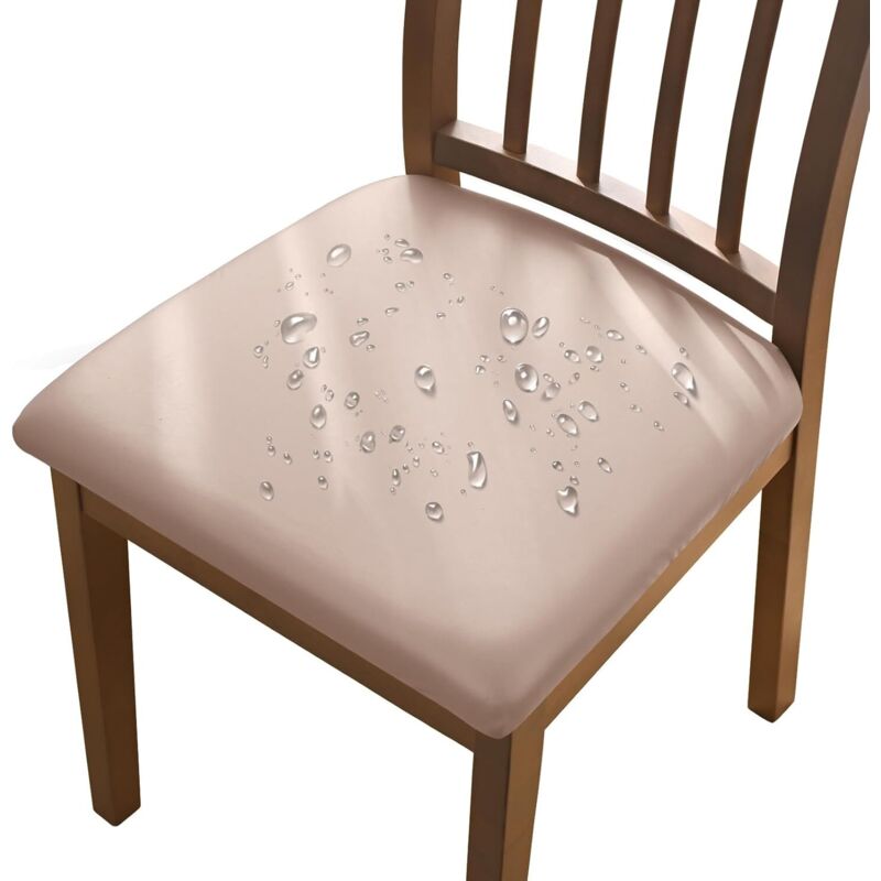 4er-Set Stuhlhussen in Khaki, 36–48 cm, wasserdichte, abnehmbare Stuhlhussen aus Kunstleder mit Schnallen, geeignet für Esszimmerstühle