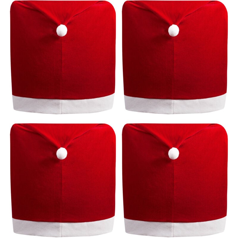 4er Set Stuhlhussen mit roten Mützen, Stuhlhussen für Weihnachten, Stuhlhussen für die Küche