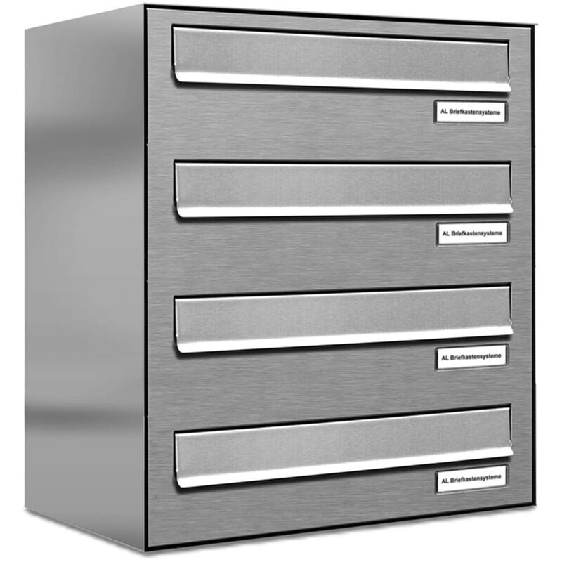 Al Briefkastensysteme - 4er V2A Edelstahl Briefkasten-Anlage Tür- Zaundurchwurf
