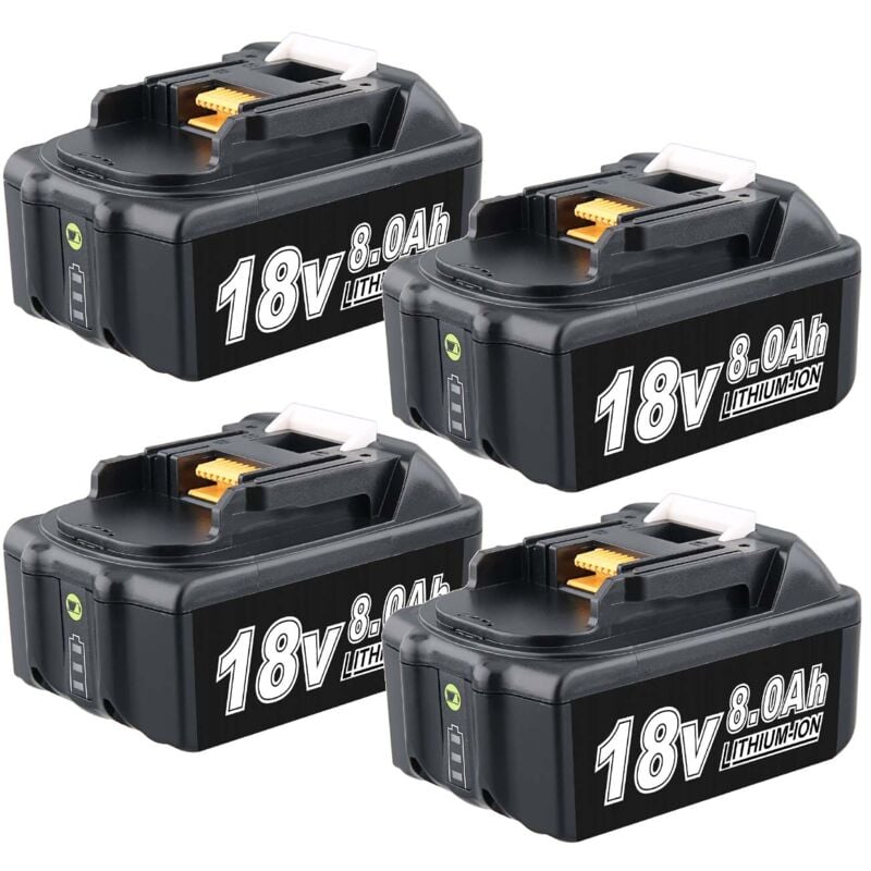 Pdstation - 4X Akkus für Makita 18V 8,0Ah Li-ION Ersatzakkus für Makita 18V BL1860 BL1890 BL1850B BL1850 BL1830 BL1860B BL1845 BL1835 BL1815 194205-3