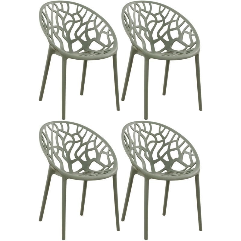 CLP - 4er Set Stapelbare Gartenstühle Hope oliv