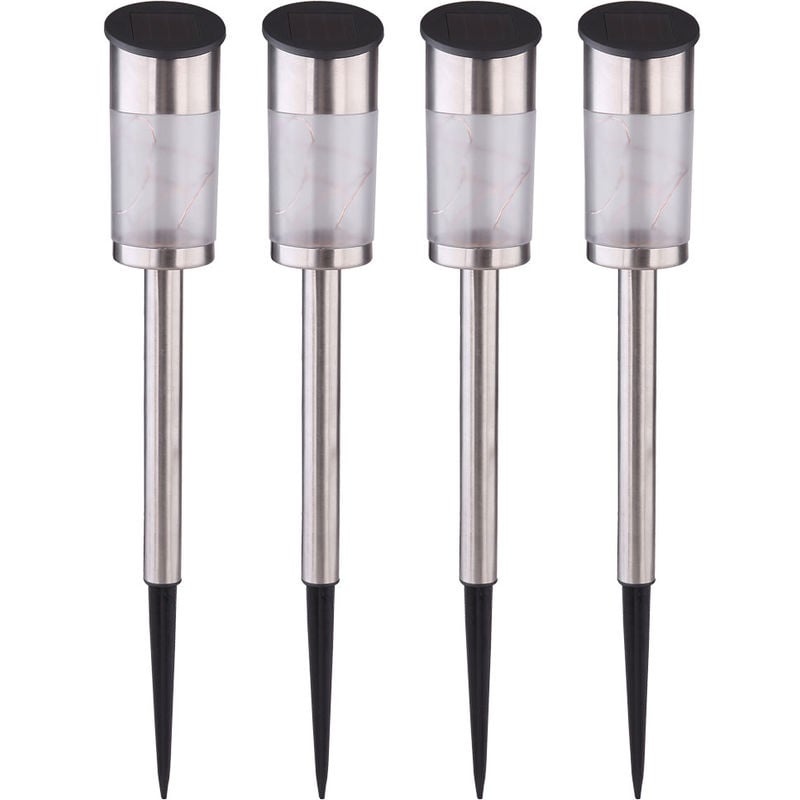 4er Set led Solar Lampen Edelstahl Steck Strahler Garten Beleuchtung Außen Erdspieß Terrassen Lampen