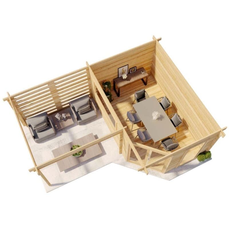 5-Eck Gartenhaus Pepe Optima Gartenhaus aus Holz in Pinie, Holzhaus mit 40 mm Wandstärke, Blockbohlenhaus mit Montagematerial - Alpholz