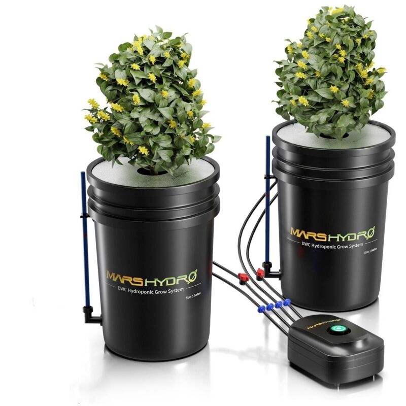 Mars Hydro - 5-Gallon dwc Hydrokultur Toolkit mit 2-Zylindern und 8-W Luftpumpe