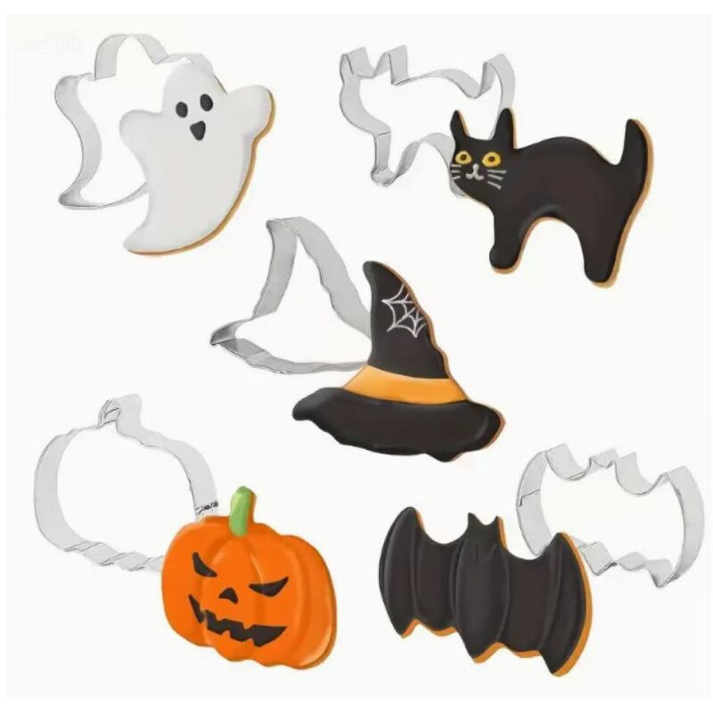5 Halloween-Keksformen – Backformen aus Edelstahl, perfekt für Halloween-Gummibärchen und -Kekse, Küchenbackzubehör, DIY-Backen, ideale Backformen