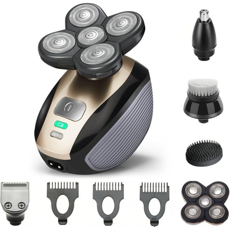 5-in-1-Elektrorasierer für Männer mit Trimmer, Nasenhaartrimmer, Bürste, Massagegerät, tragbarer Reiserasierer, Geschenkidee für Männer (braun)