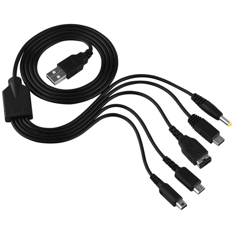 5-in-1 USB-Ladegerät für Nintendo NDS II XL, 3DS, Wii U, PSP – Multifunktions-Ladekabel