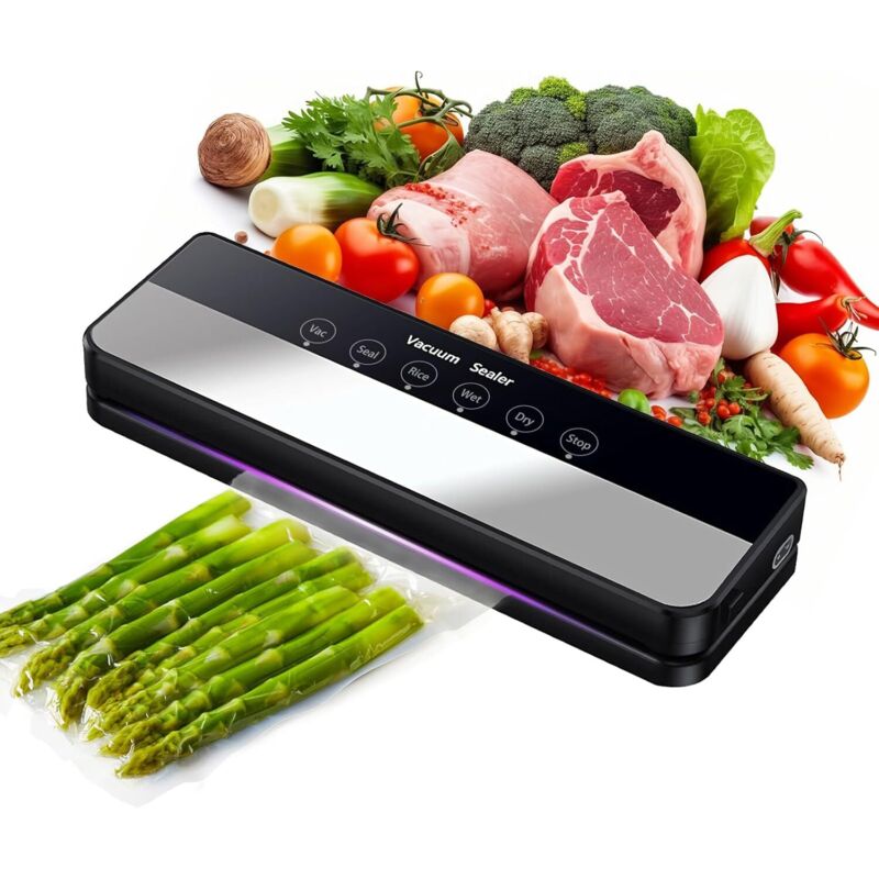 5-in-1 Vakuumiergerät für Lebensmittel, Vakuumierfunktion für trockene und feuchte Lebensmittel, 30 Vakuumbeutel inklusive, Vakuumiergerät zum Kochen
