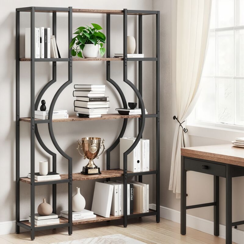 5-stöckiges Bücherregal, hohes Bücherregal mit 12 offenen Fächern, Holzregal, 170 cm