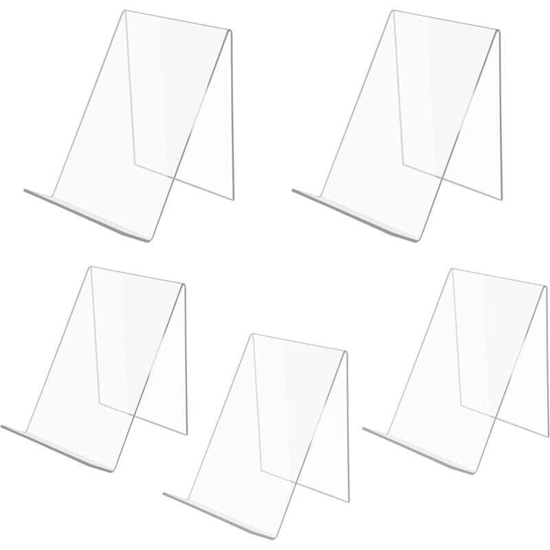 5 Stück Acryl Buchständer Buchpräsentationsständer 13 x 11,5 x 10 cm Klare Buchstaffelei Buchhalter Präsentationsständer für Zeitschriften Broschüren